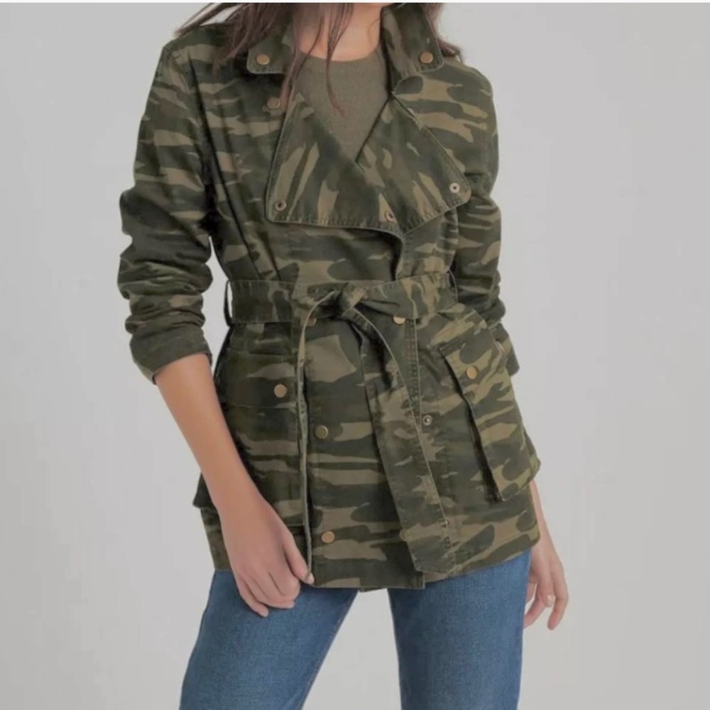 Lucky Brand Belted Utility Green Camo Jacket XS